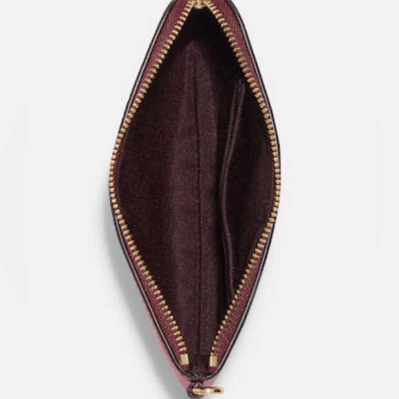 COACH Corner Zip Glitter Leather Wristlet Boxed Gift Box 2 Charms 100% AUTHENTIC - Picture 5 of 8